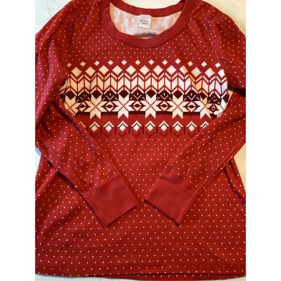 Hanna Andersson Holiday Print Long John Set Top Sz L Red Fair Isle - Picture 3 of 9